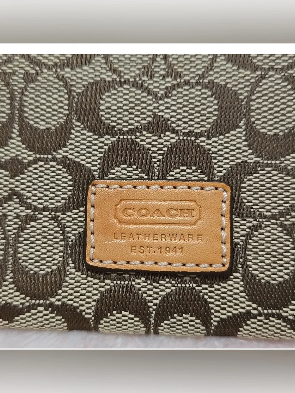 Coach Signature Jacquard wallet in Brown and Tan